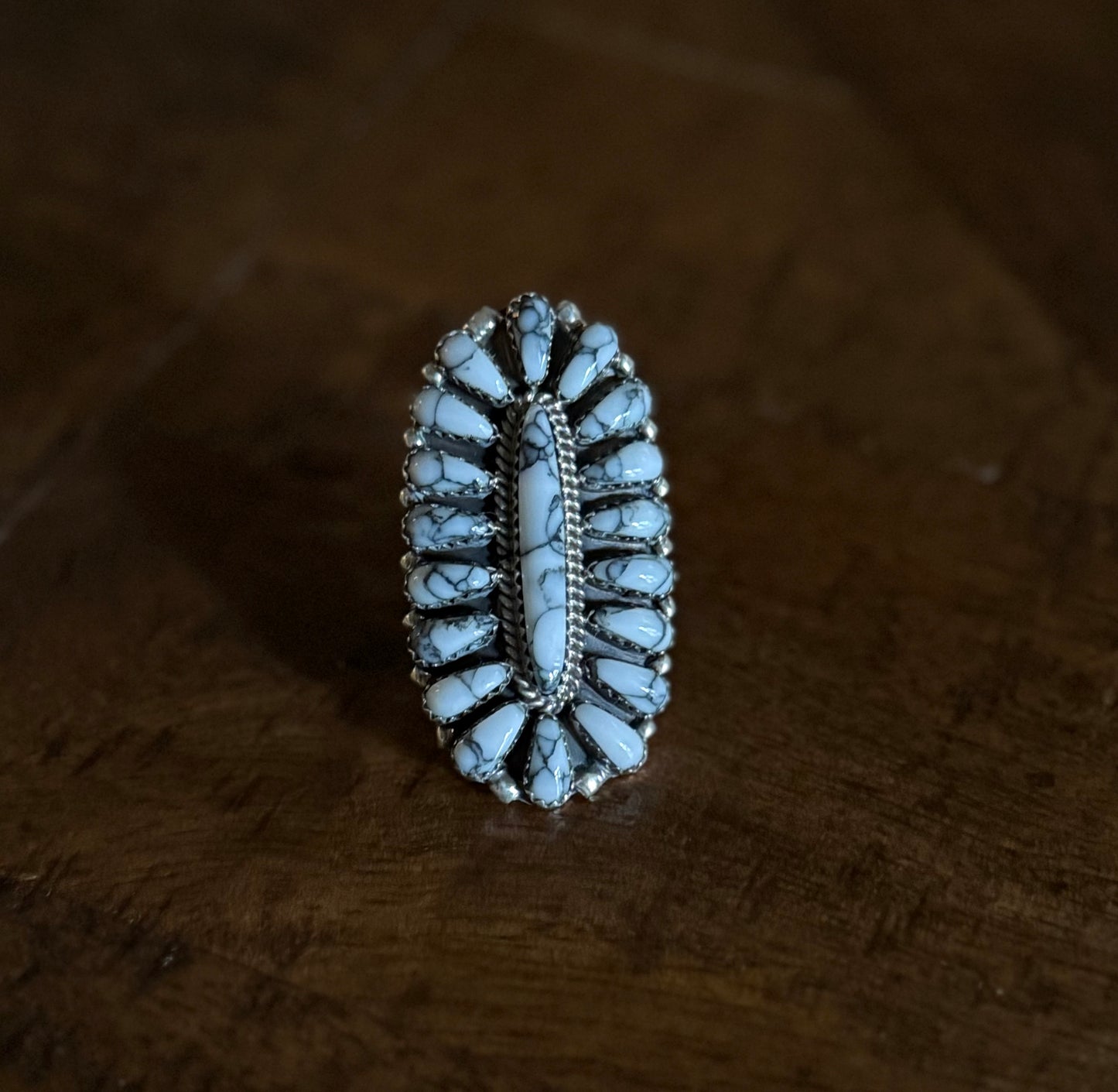Sterling Howlite Cluster Ring