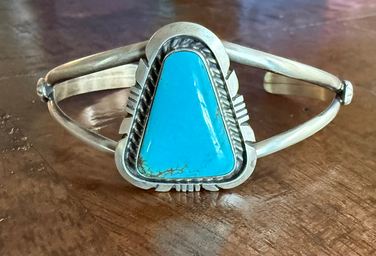 Sterling Turquoise Triangle Stone Cuff Bracelet