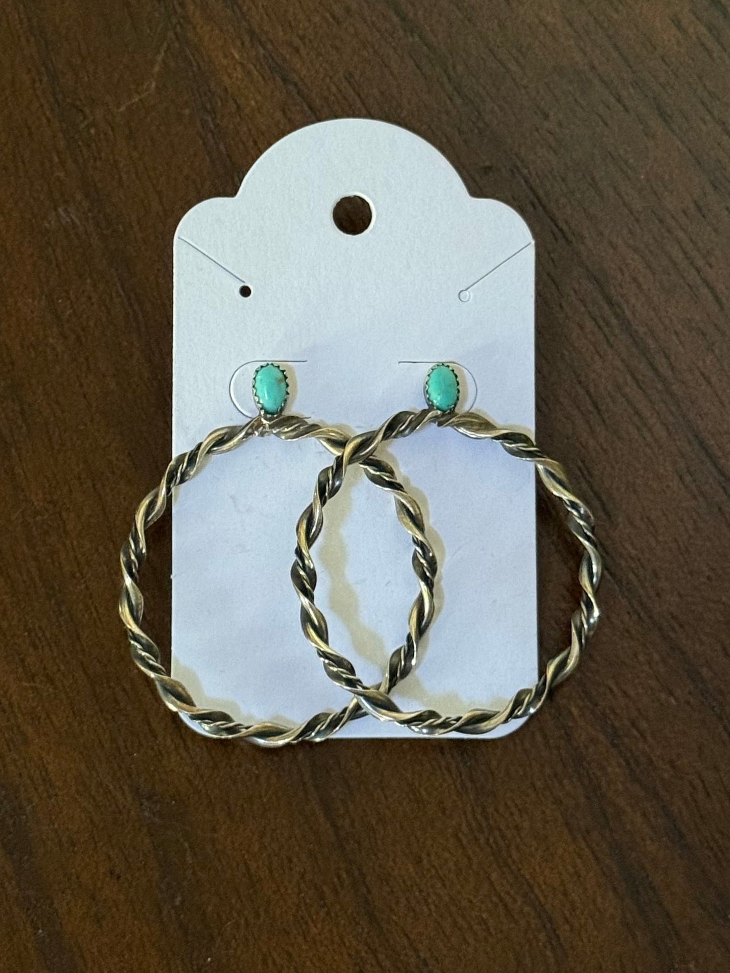 Sterling Turquoise Hoop Post Earrings