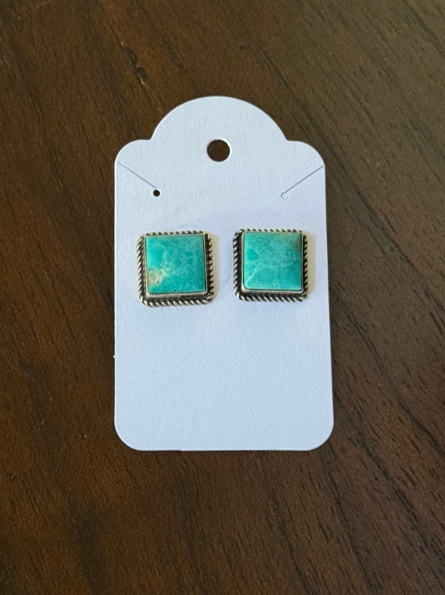 Sterling Turquoise Square Post Earrings