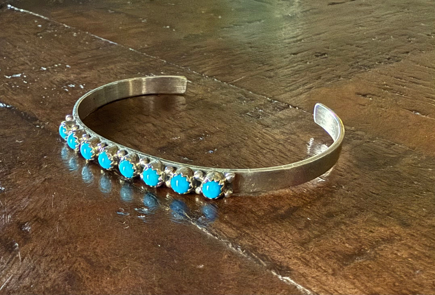 Sterling Turquoise 8 Stone Cuff Bracelet