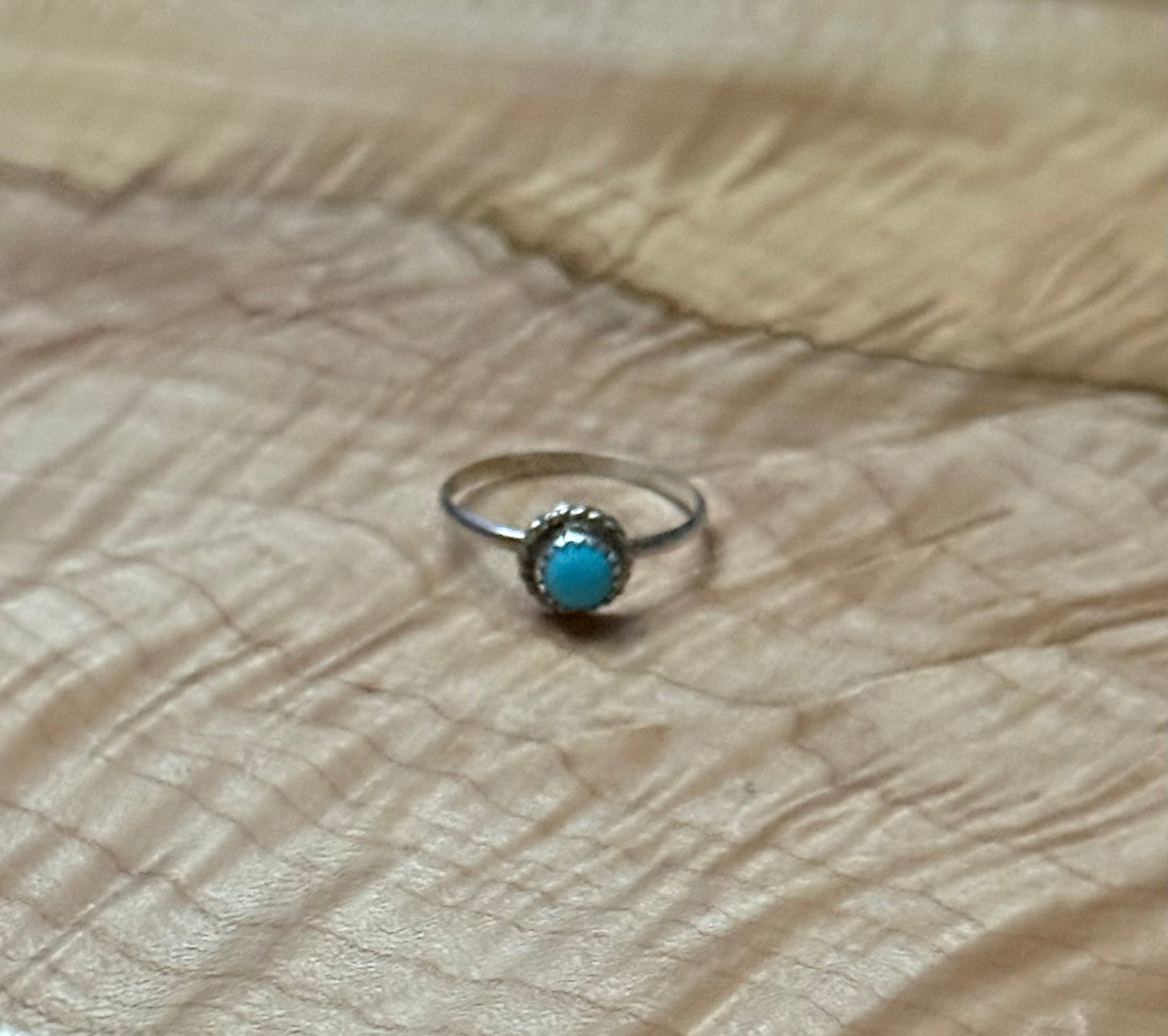 Sterling Turquoise Dainty Round Stone Ring