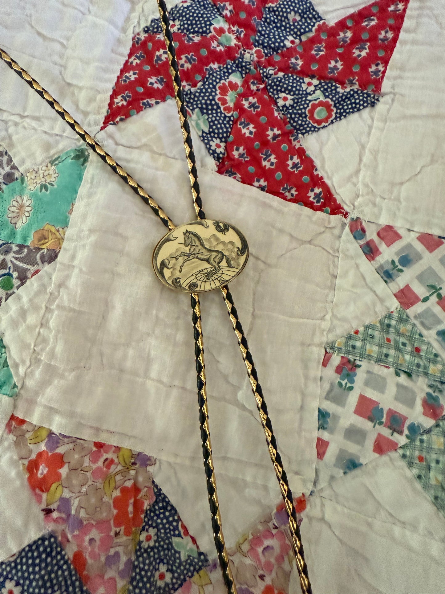 Vintage Horse Oval Bolo Tie