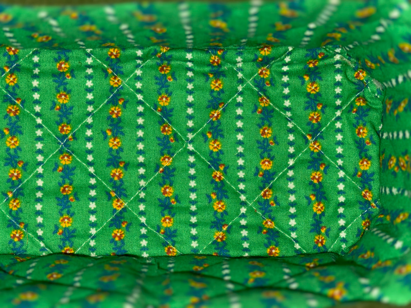 Vintage Green Floral Wooden Purse