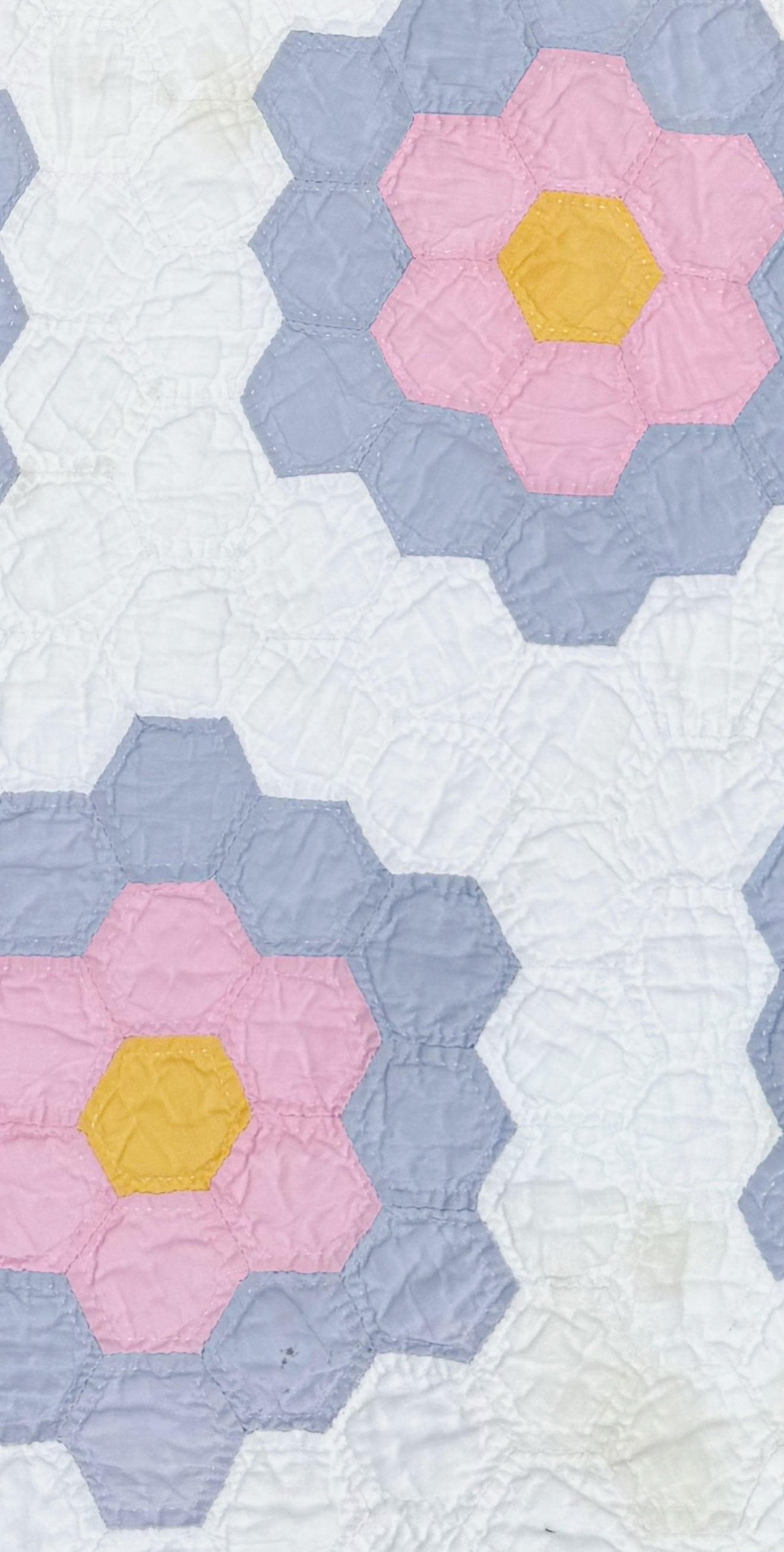 Vintage Pink and Purple Grandmother's Flower Garden Quilt