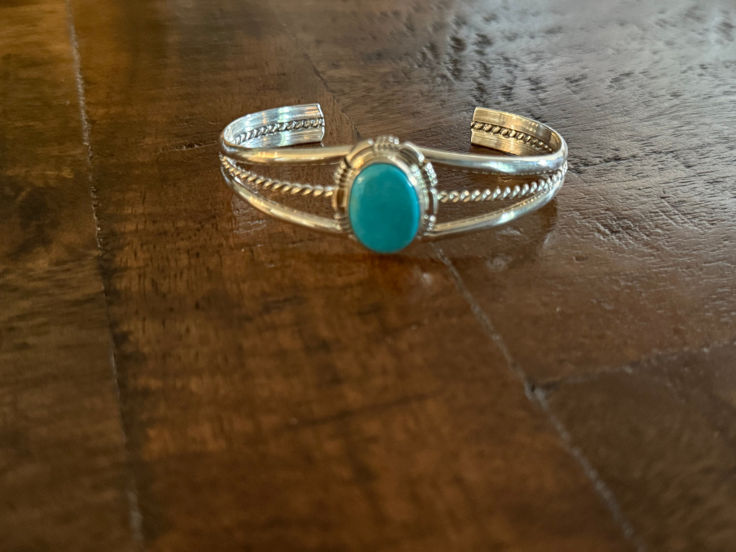 3 Band Sterling Turquoise Cuff Bracelet