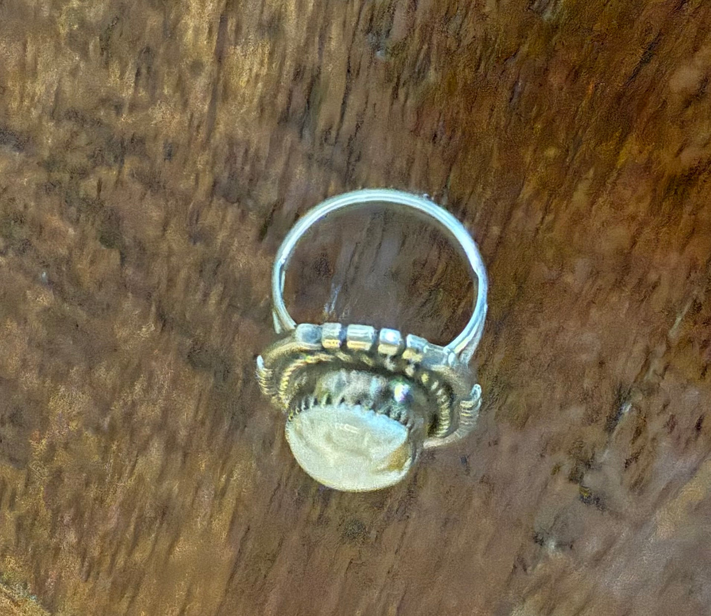 Estate Sterling Silver White Buffalo Stone Ring