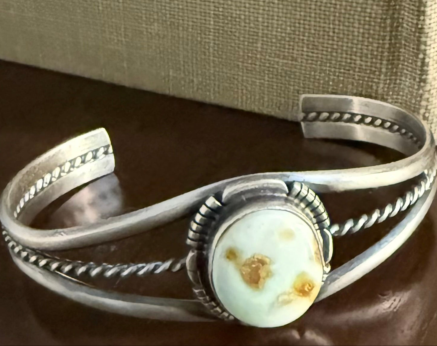 Sterling Palomino Stone Cuff Bracelet