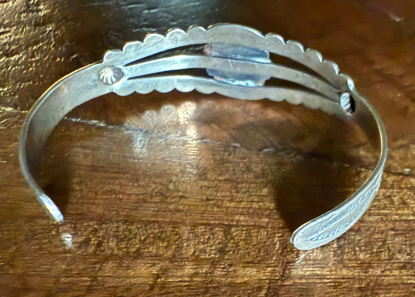 Sterling Turquoise Stamp Detail Cuff Bracelet