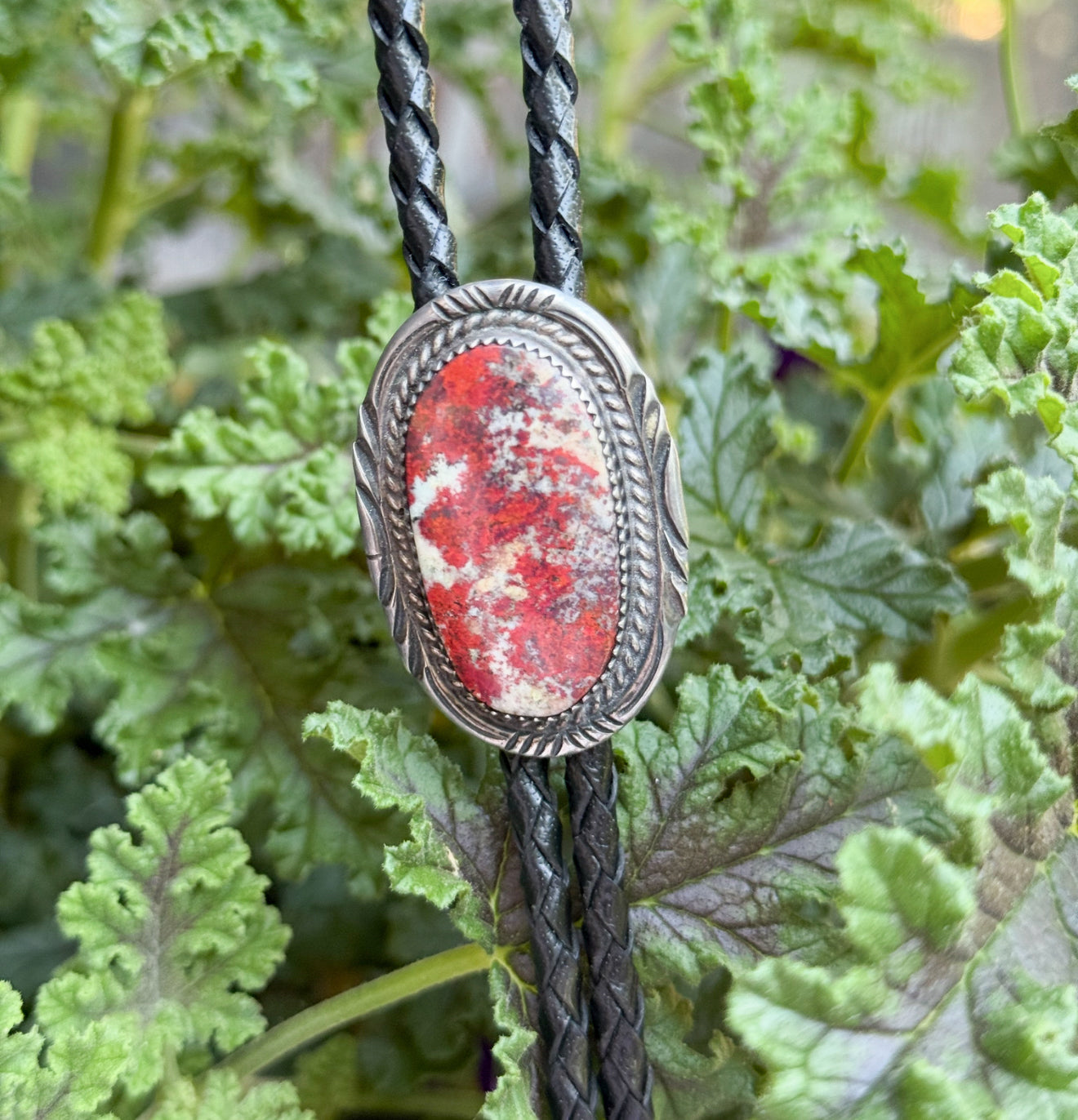Vintage Sterling Red Jasper Bolo Tie