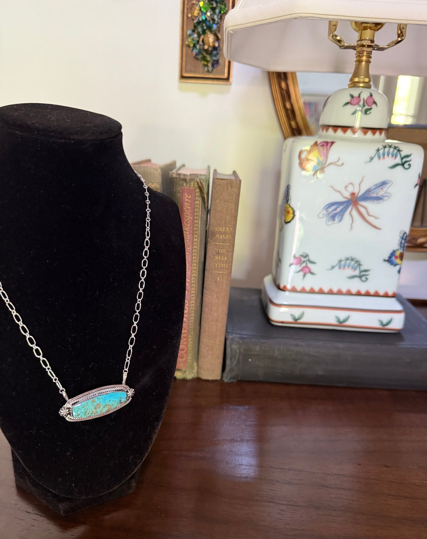 Sterling Turquoise Bar Necklace