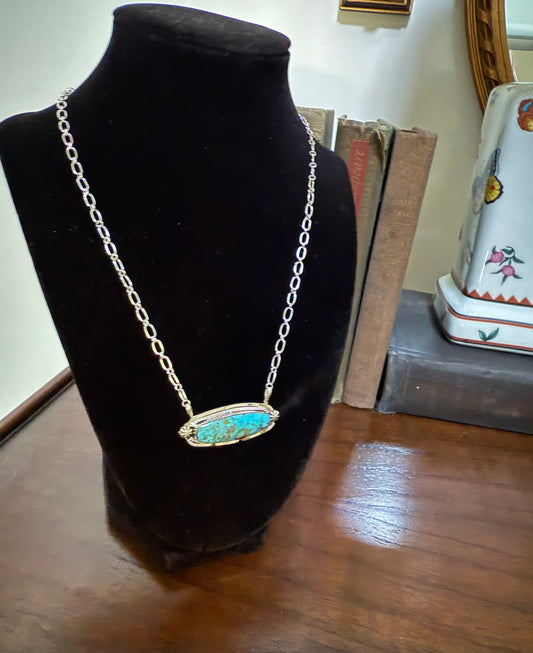 Sterling Turquoise Bar Necklace