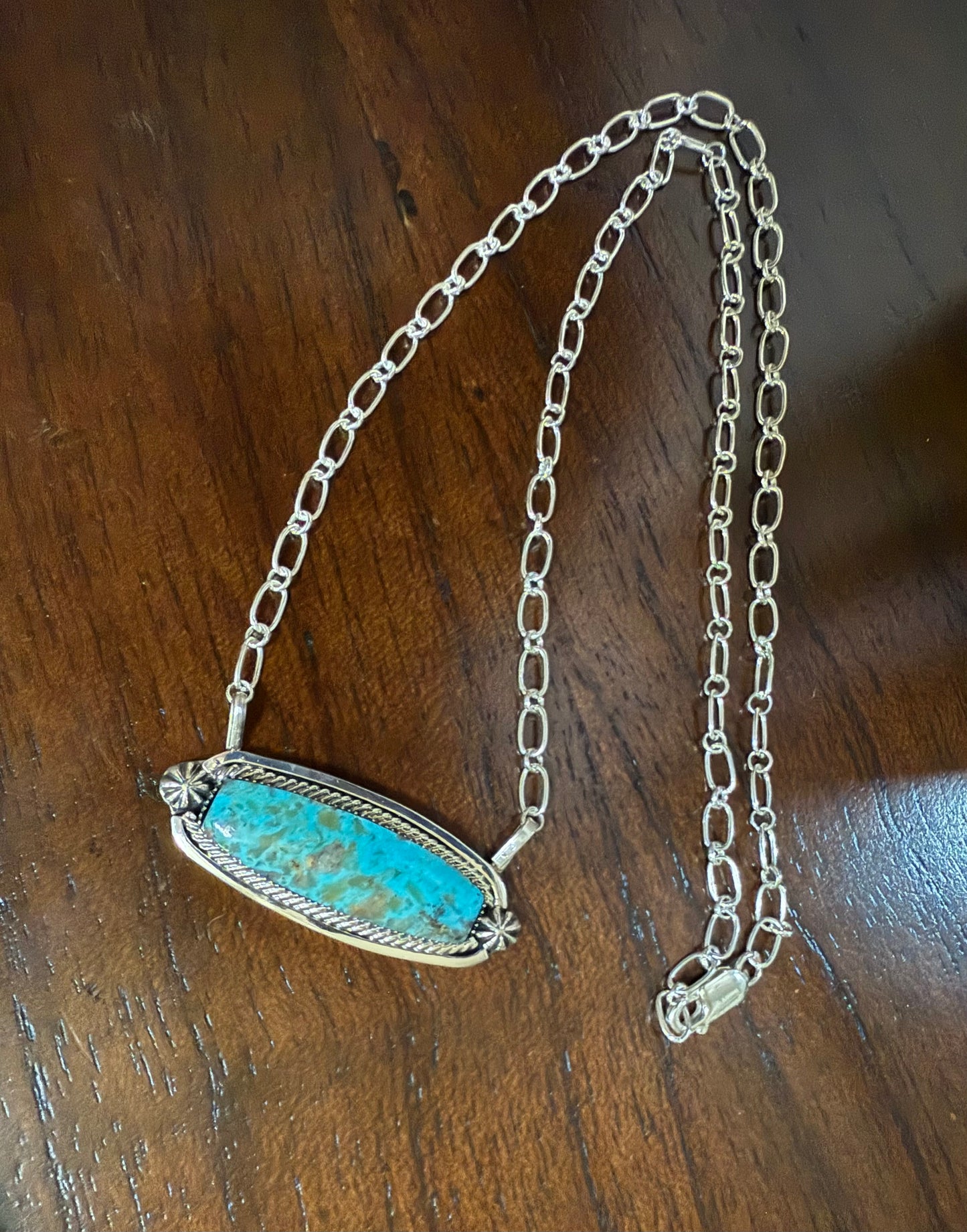 Sterling Turquoise Bar Necklace