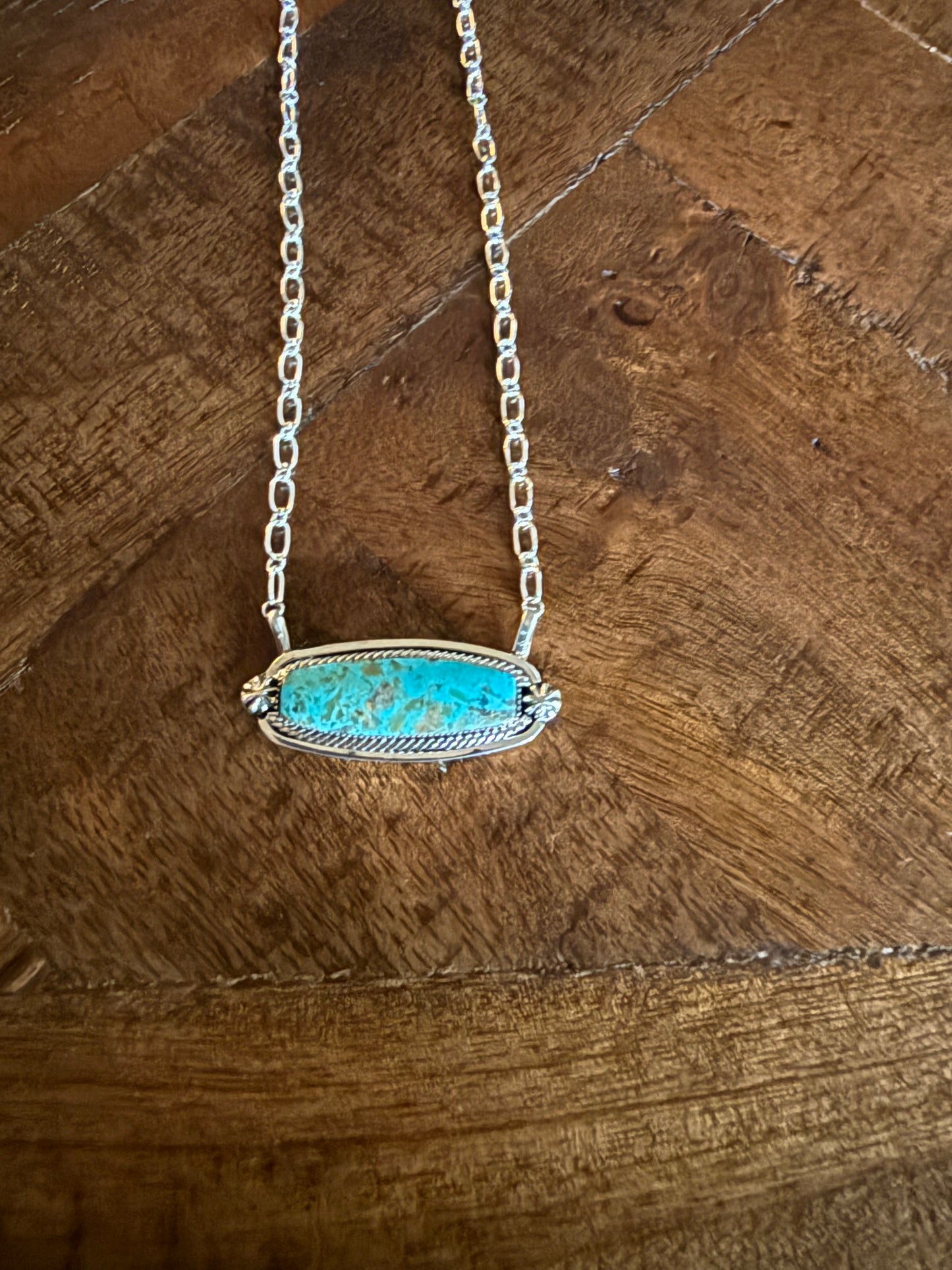 Sterling Turquoise Bar Necklace