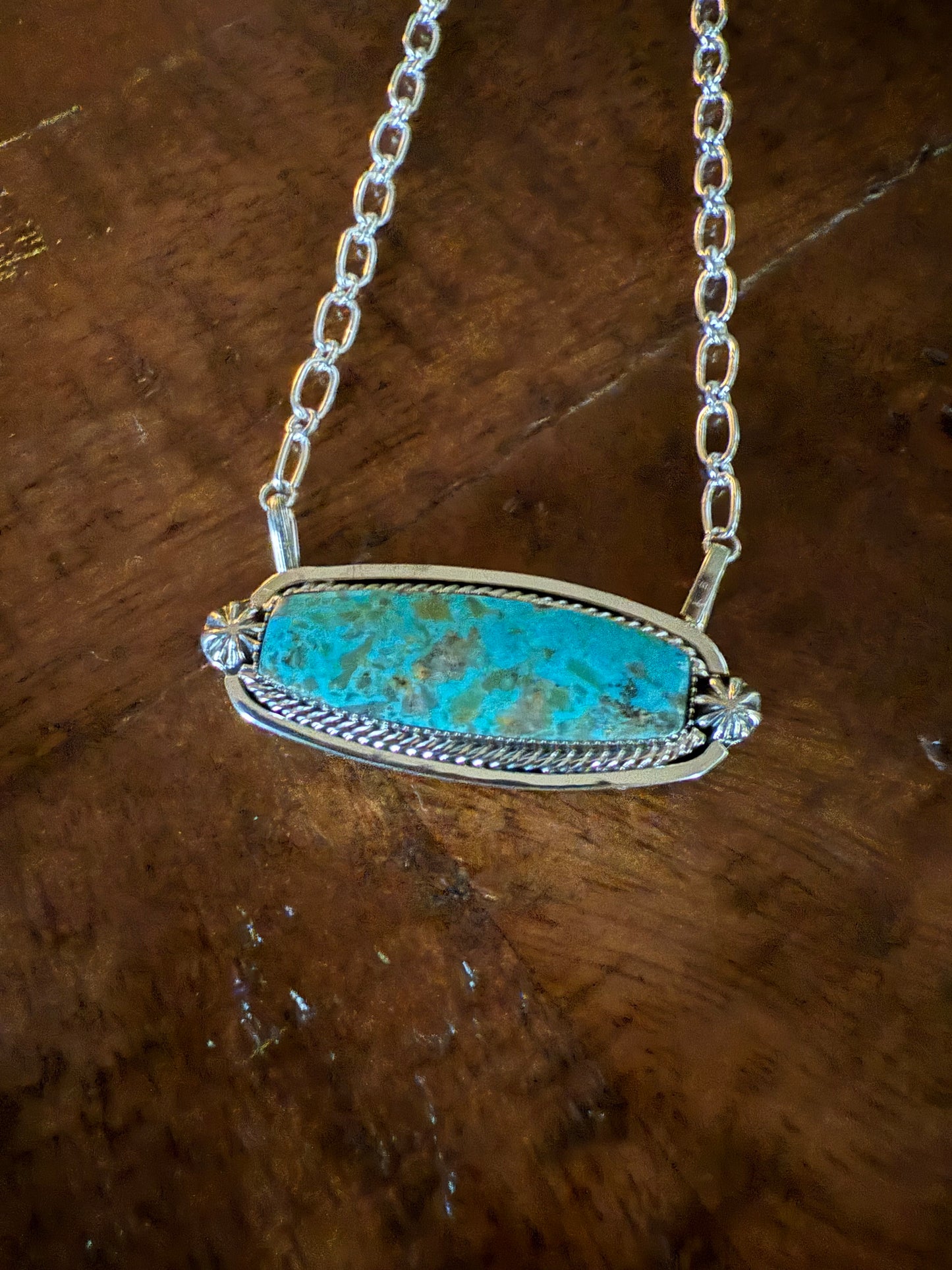 Sterling Turquoise Bar Necklace