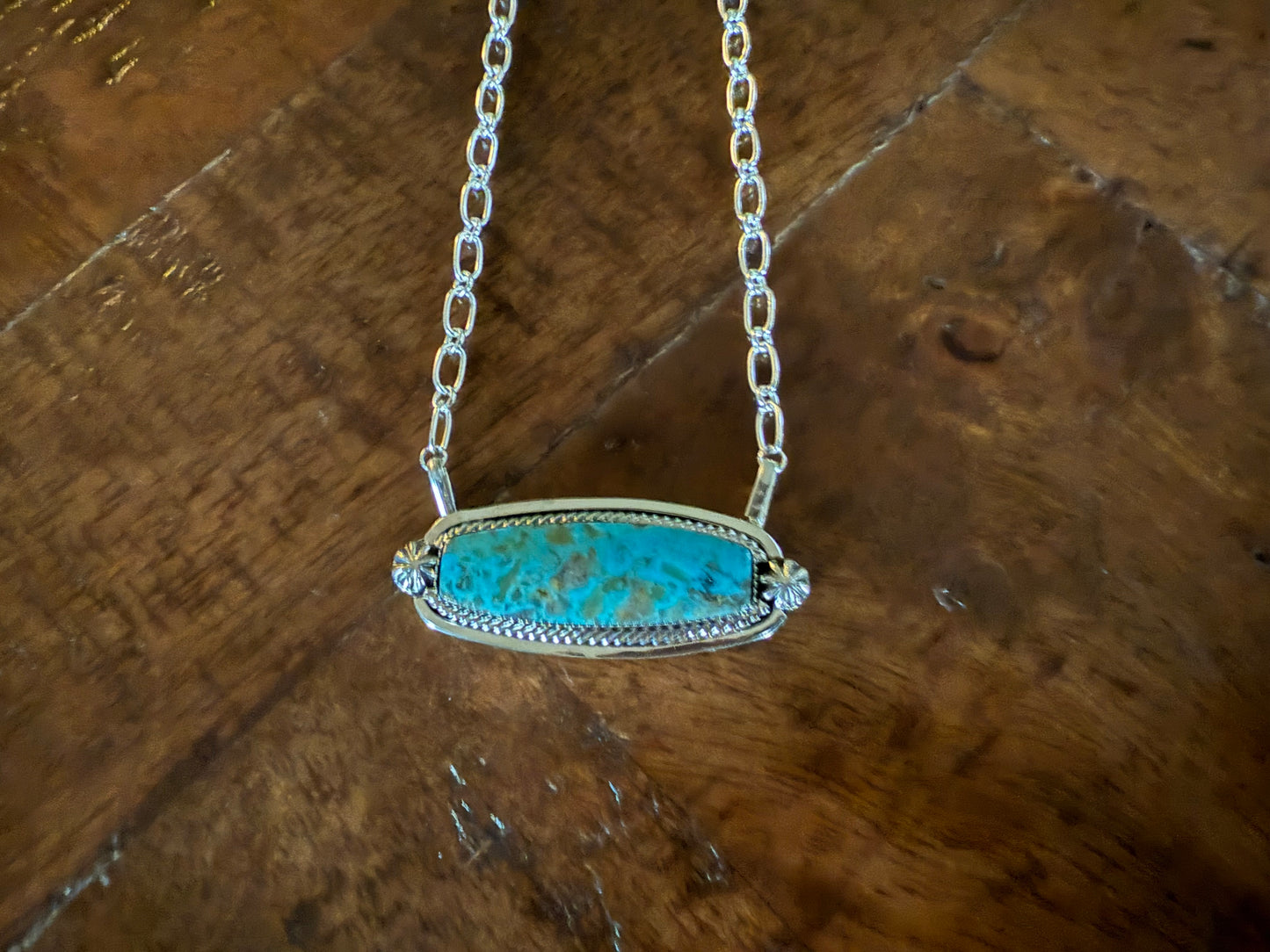 Sterling Turquoise Bar Necklace