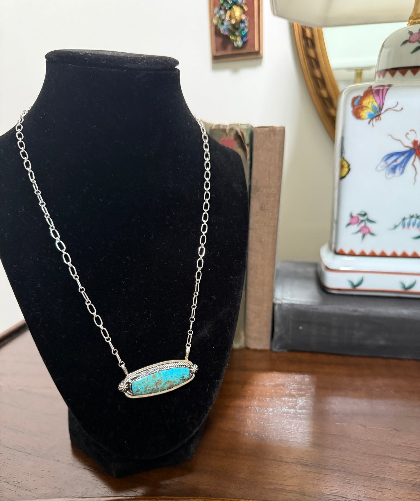 Sterling Turquoise Bar Necklace