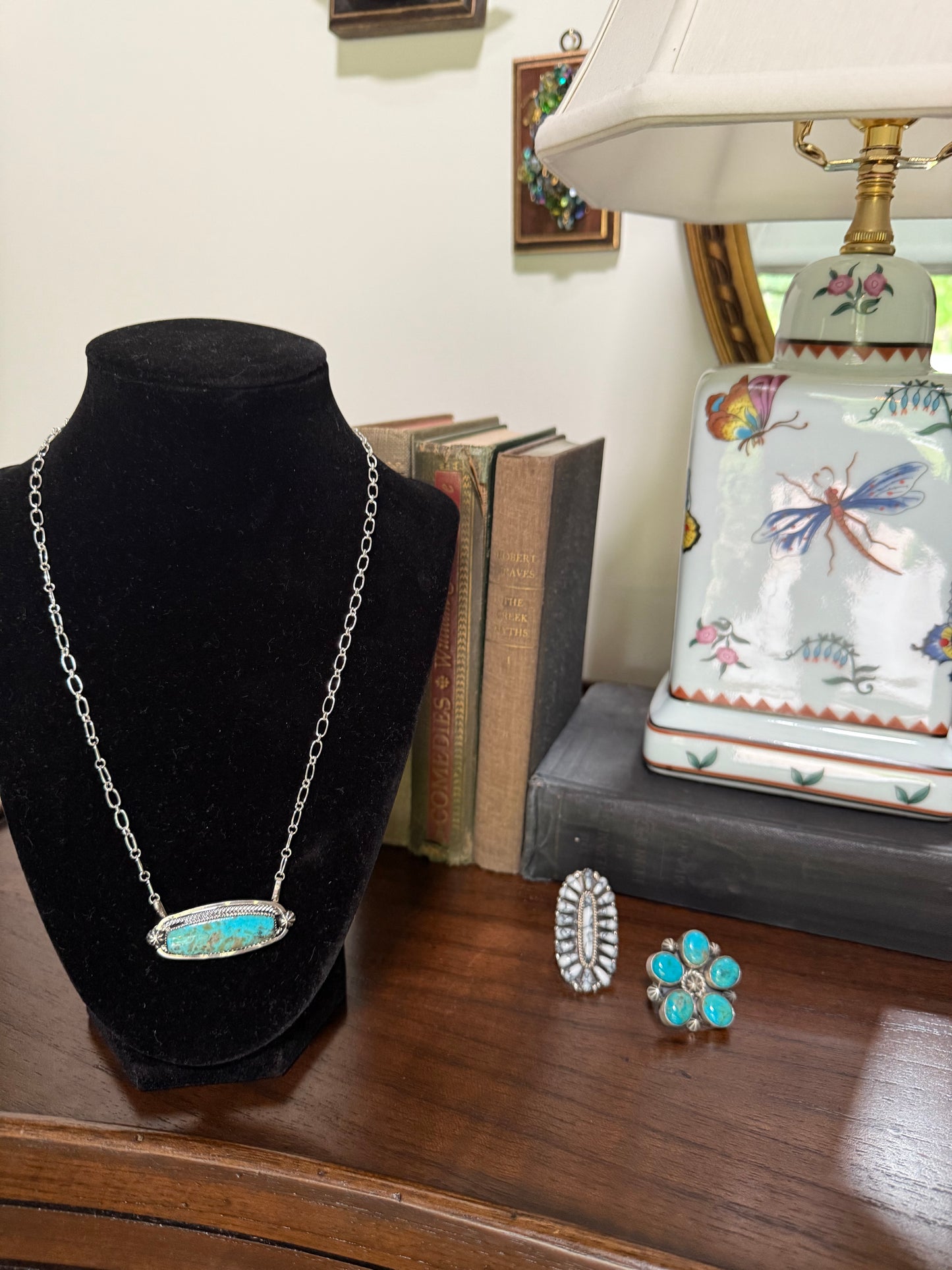 Sterling Turquoise Bar Necklace