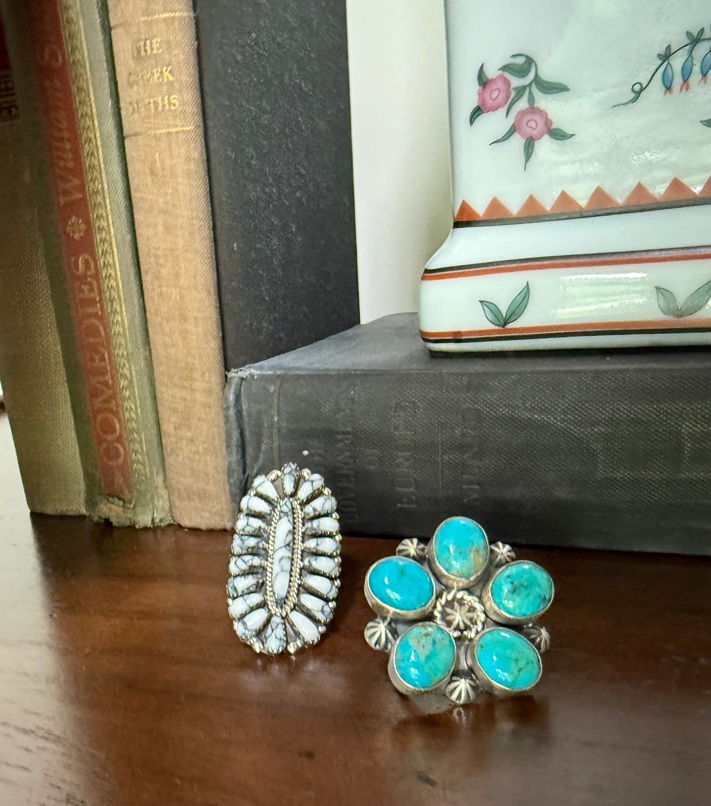 Sterling Turquoise Flower Cluster Ring