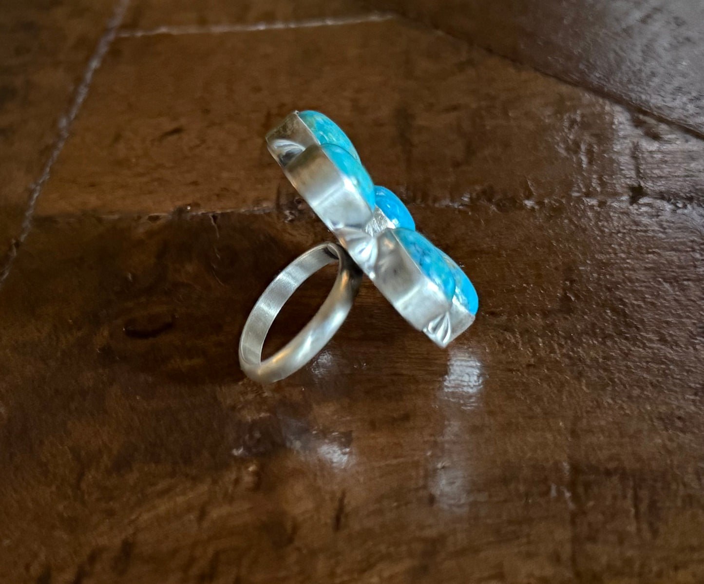 Sterling Turquoise Flower Cluster Ring