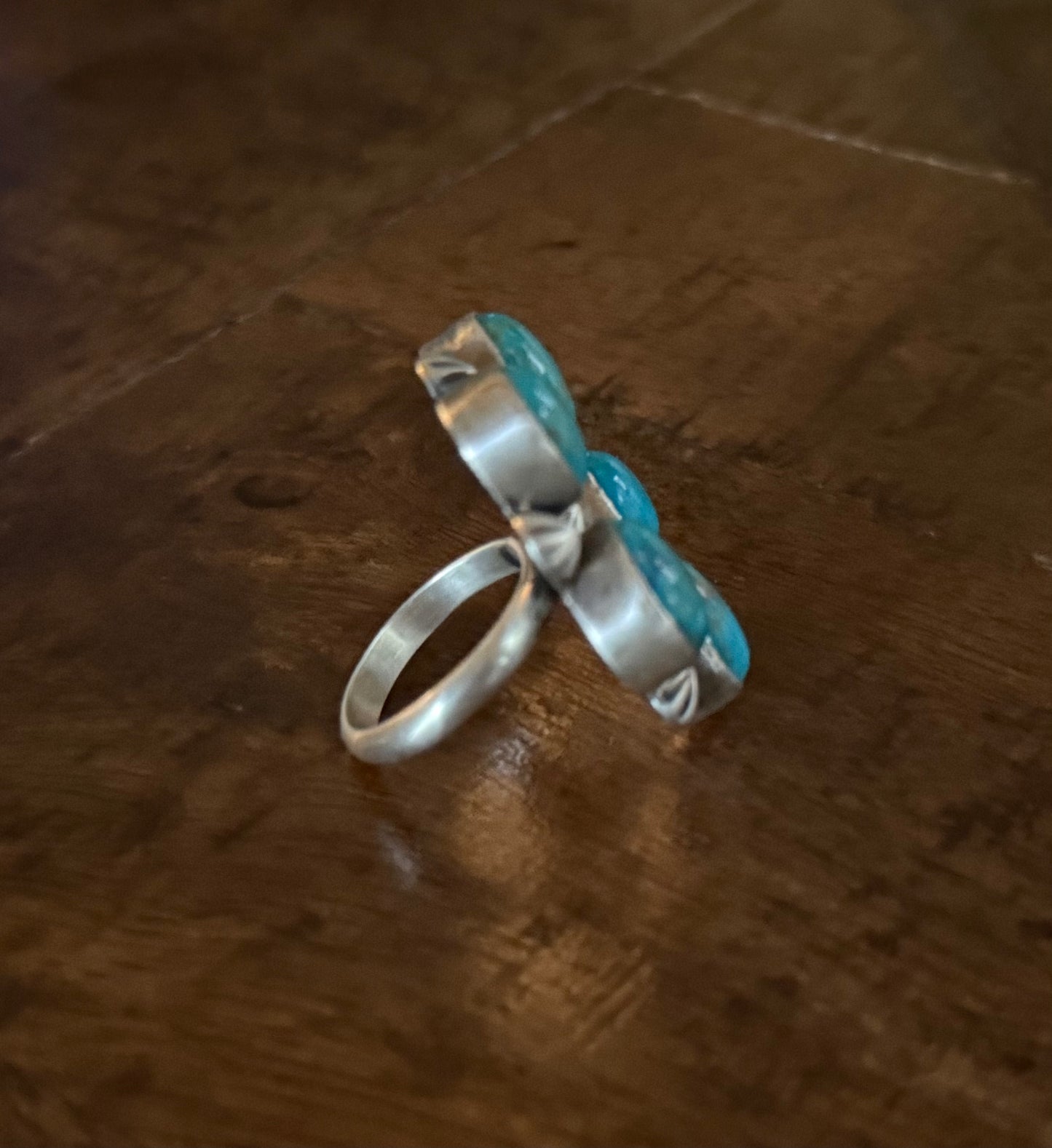 Sterling Turquoise Flower Cluster Ring