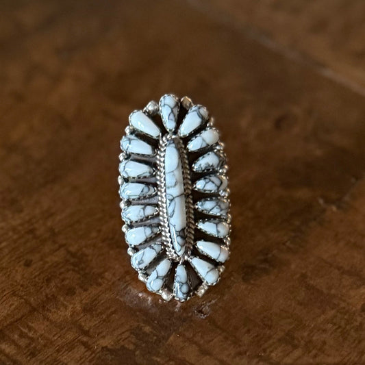 Sterling Howlite Cluster Ring
