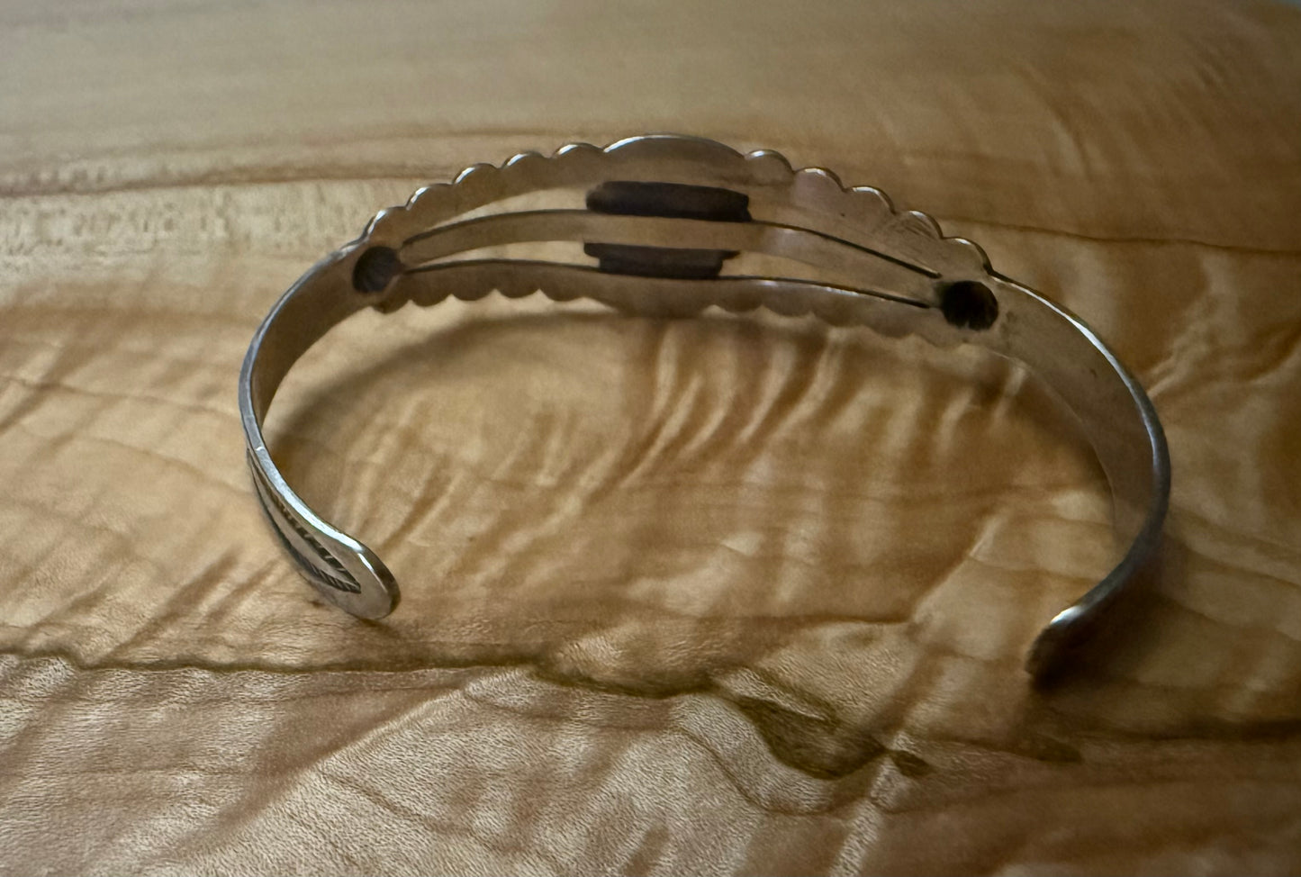 Sterling Turquoise Stamp Detail Cuff Bracelet