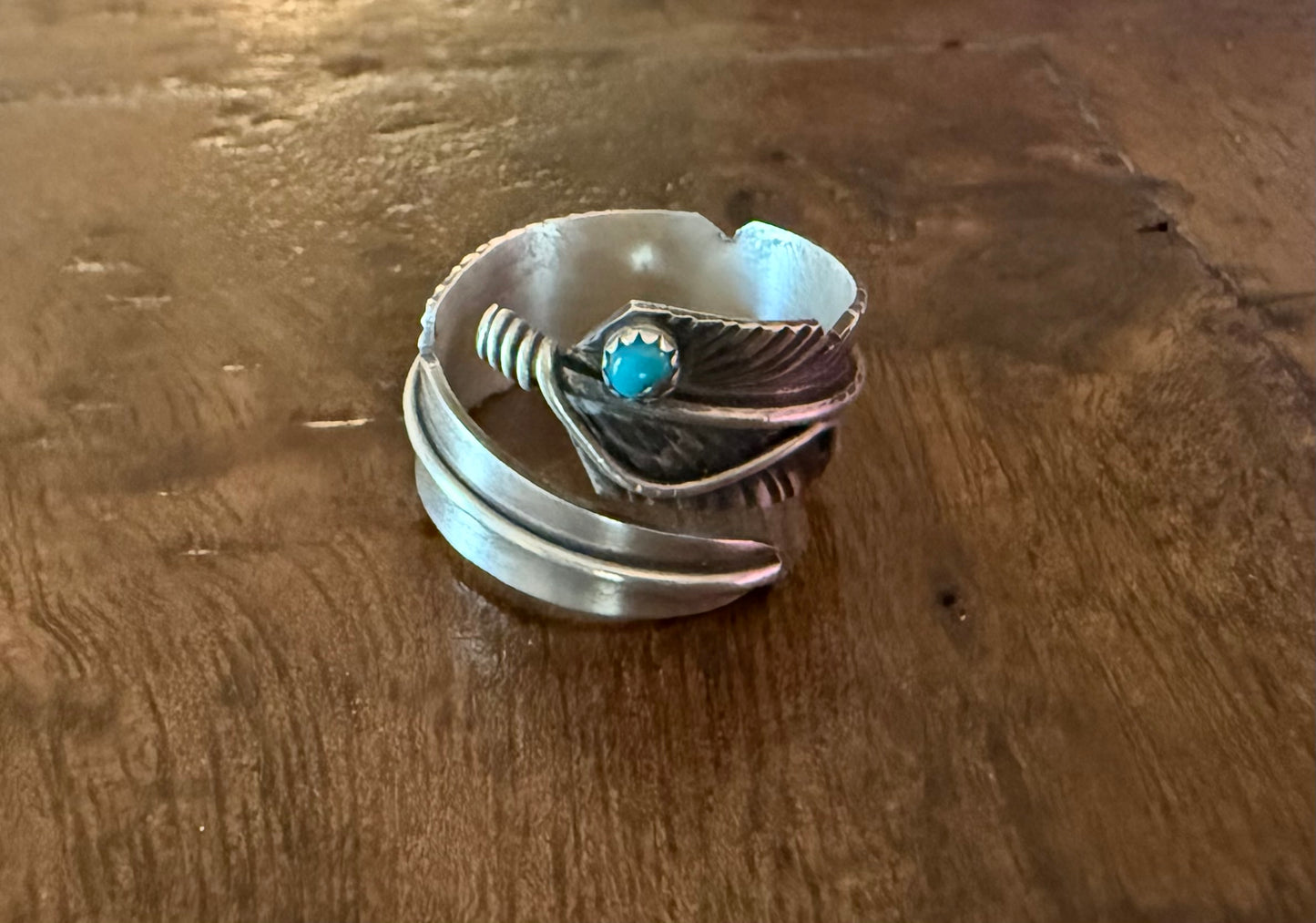 Sterling Turquoise Feather Ring
