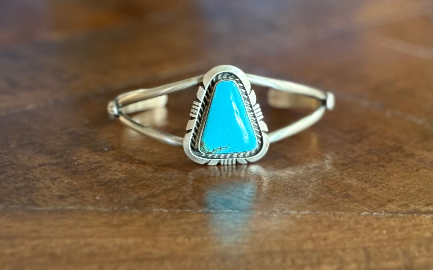 Sterling Turquoise Triangle Stone Cuff Bracelet