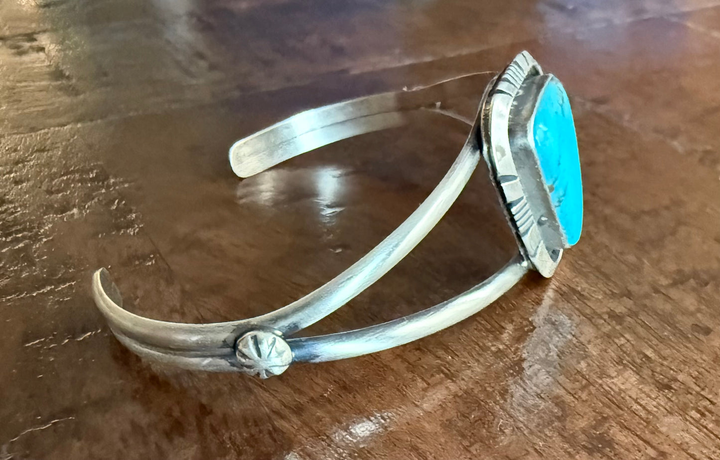 Sterling Turquoise Triangle Stone Cuff Bracelet
