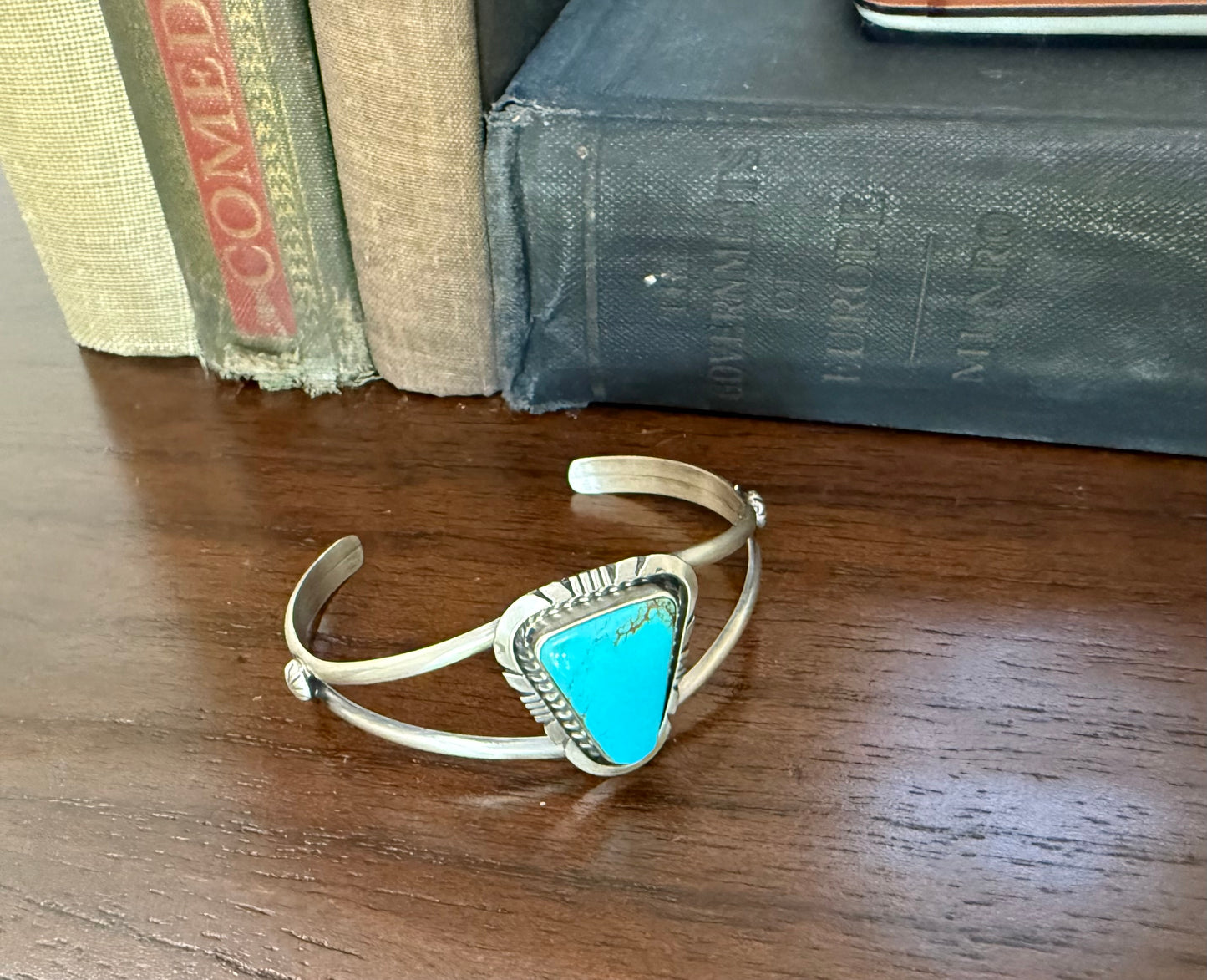 Sterling Turquoise Triangle Stone Cuff Bracelet