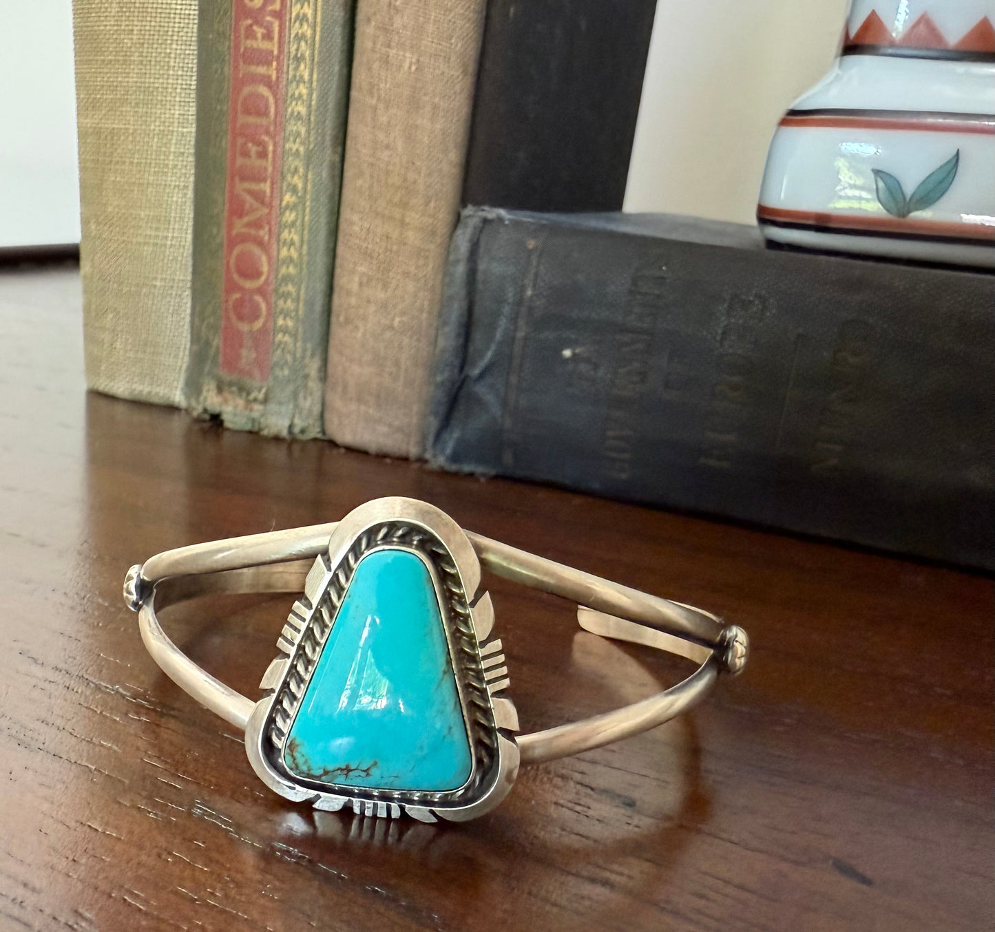 Sterling Turquoise Triangle Stone Cuff Bracelet