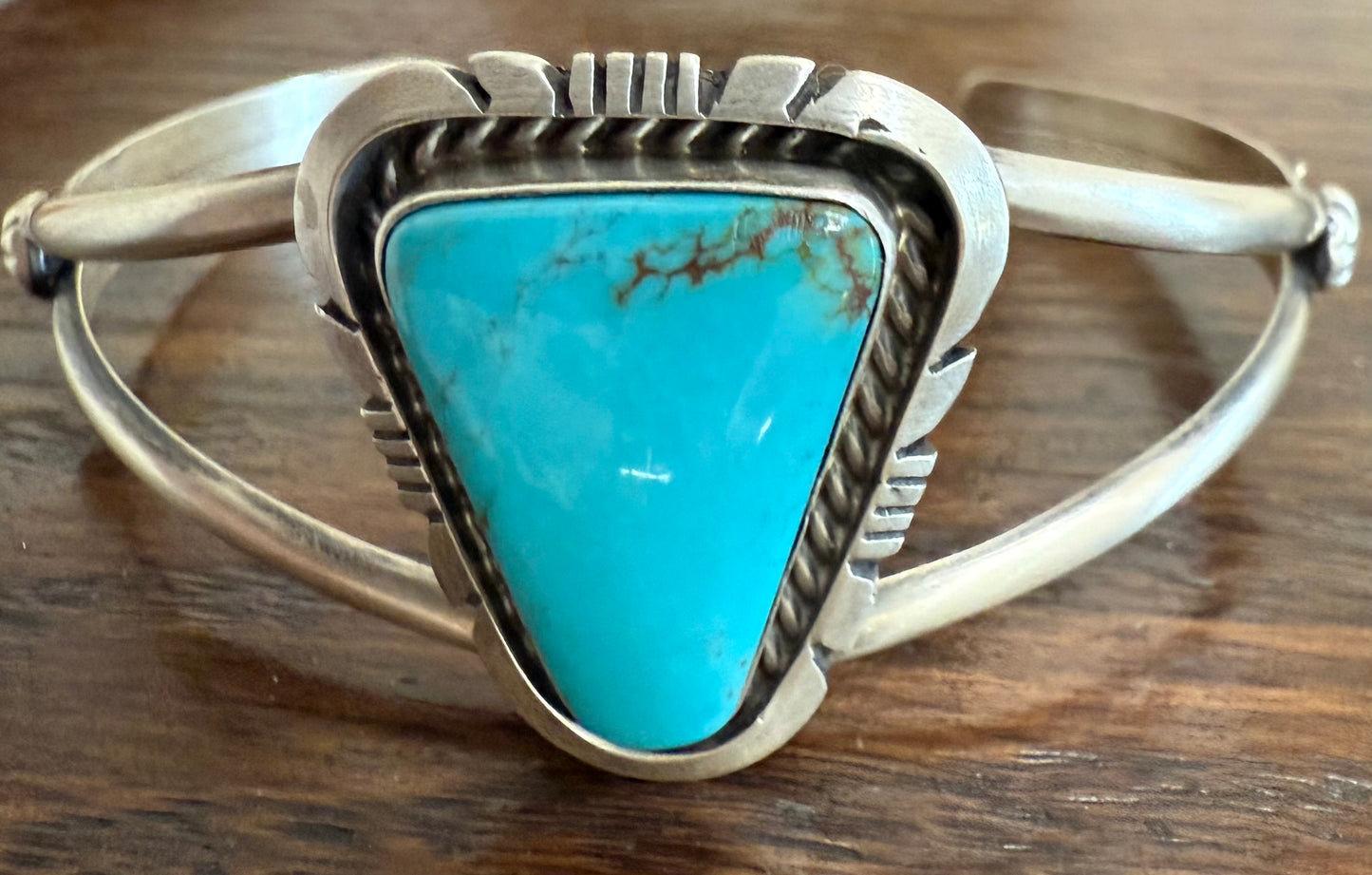 Sterling Turquoise Triangle Stone Cuff Bracelet