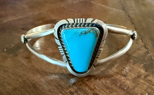 Sterling Turquoise Triangle Stone Cuff Bracelet