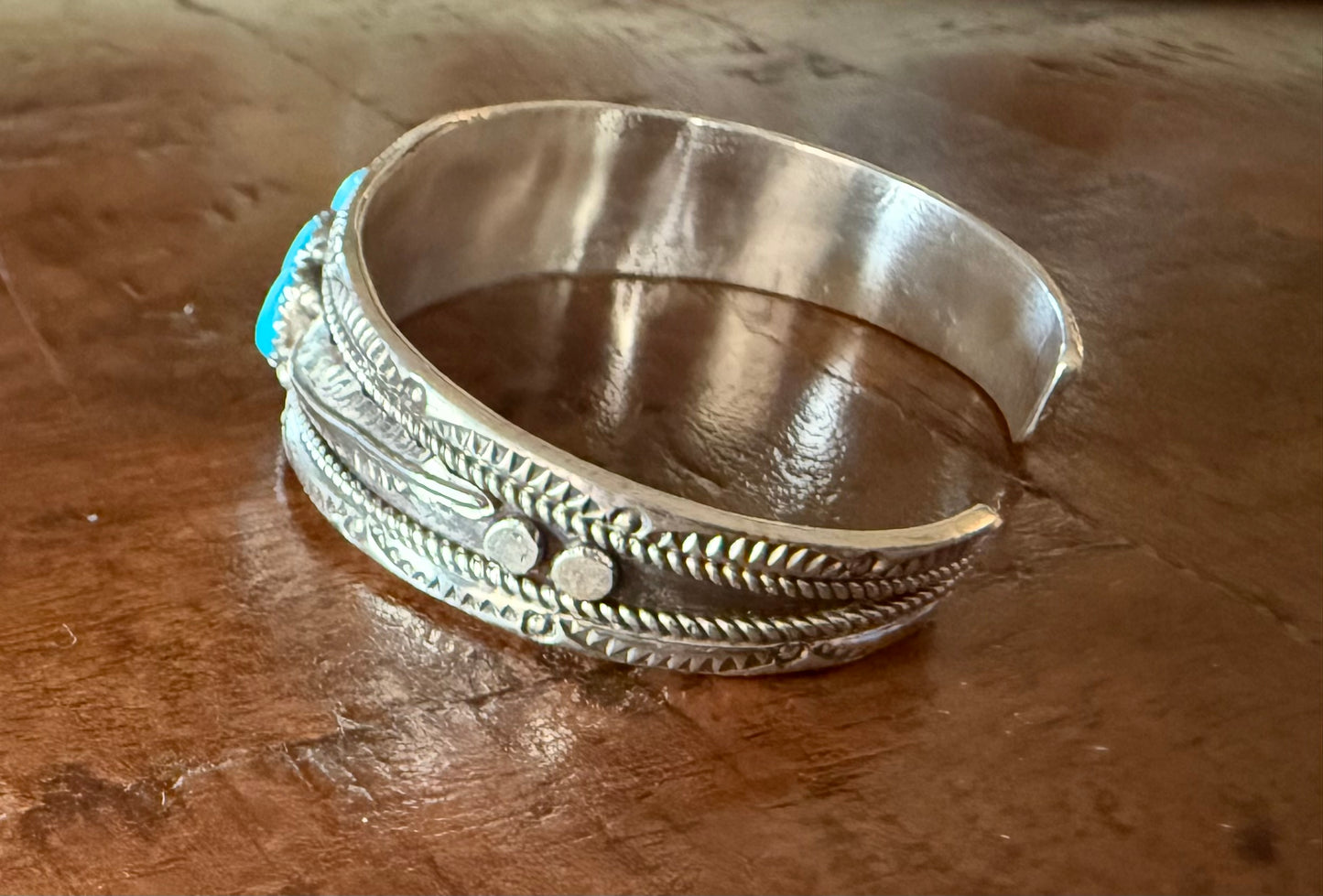 Sterling Turquoise 5 Stone Cuff Bracelet