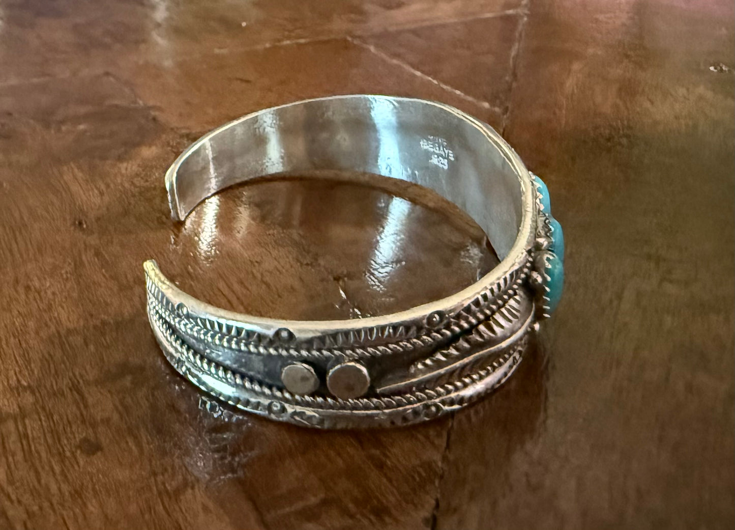 Sterling Turquoise 5 Stone Cuff Bracelet