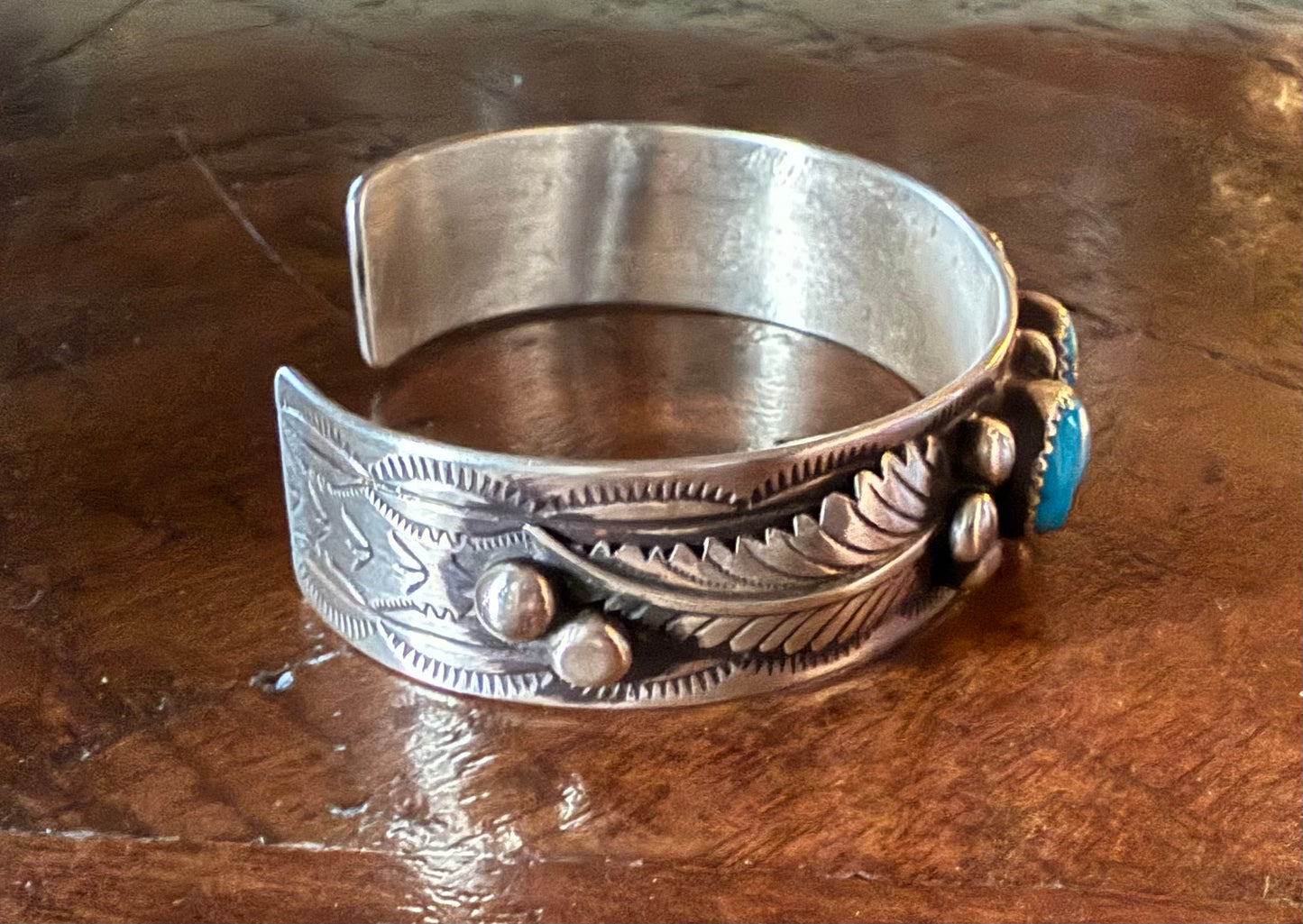 Sterling Turquoise 3 Stone Chunky Cuff Bracelet