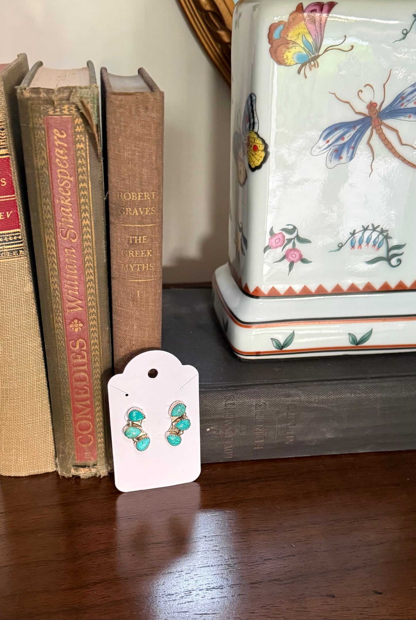 Sterling Turquoise 3 Stone Post Earrings