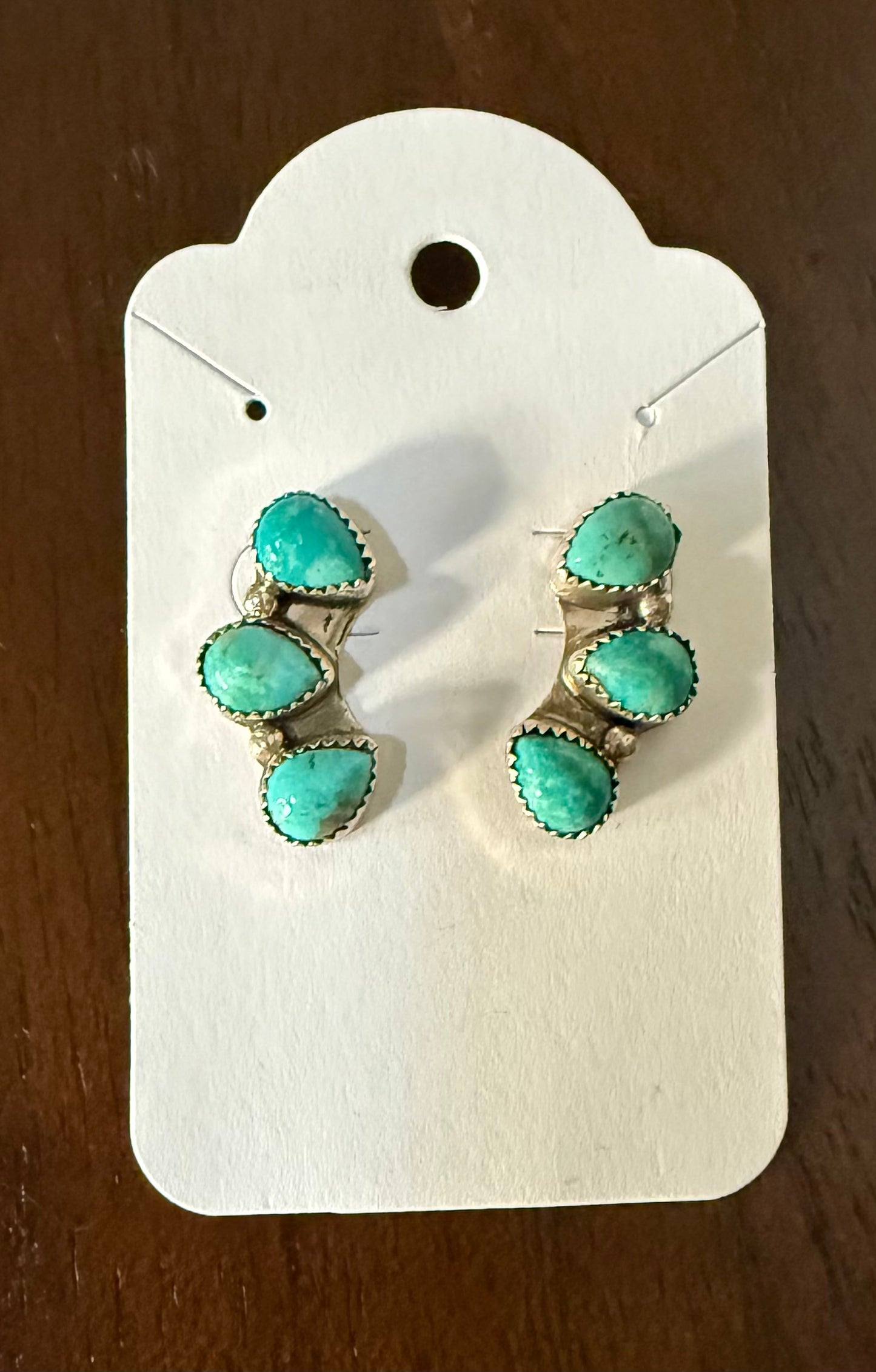 Sterling Turquoise 3 Stone Post Earrings