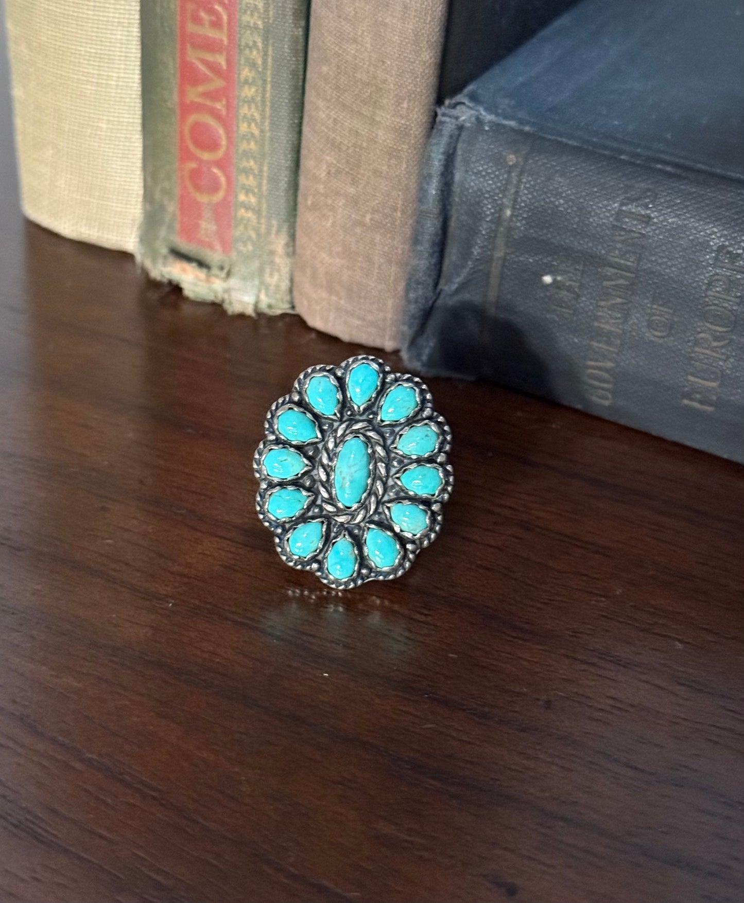 Sterling Turquoise Cluster Ring