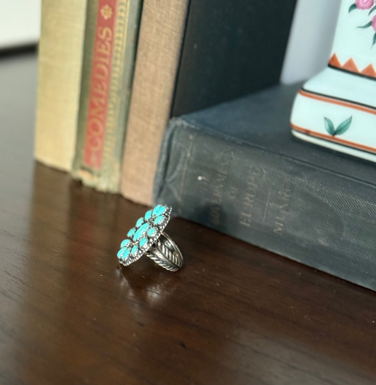 Sterling Turquoise Cluster Ring