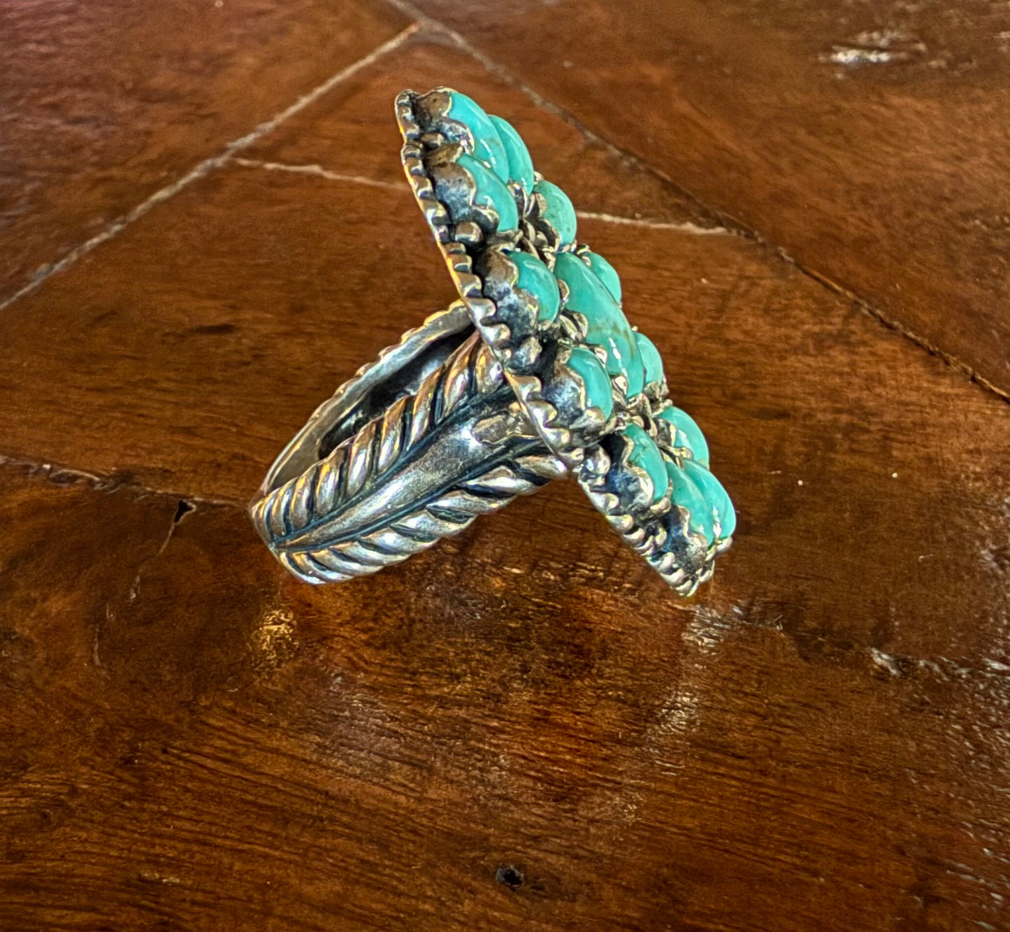 Sterling Turquoise Cluster Ring