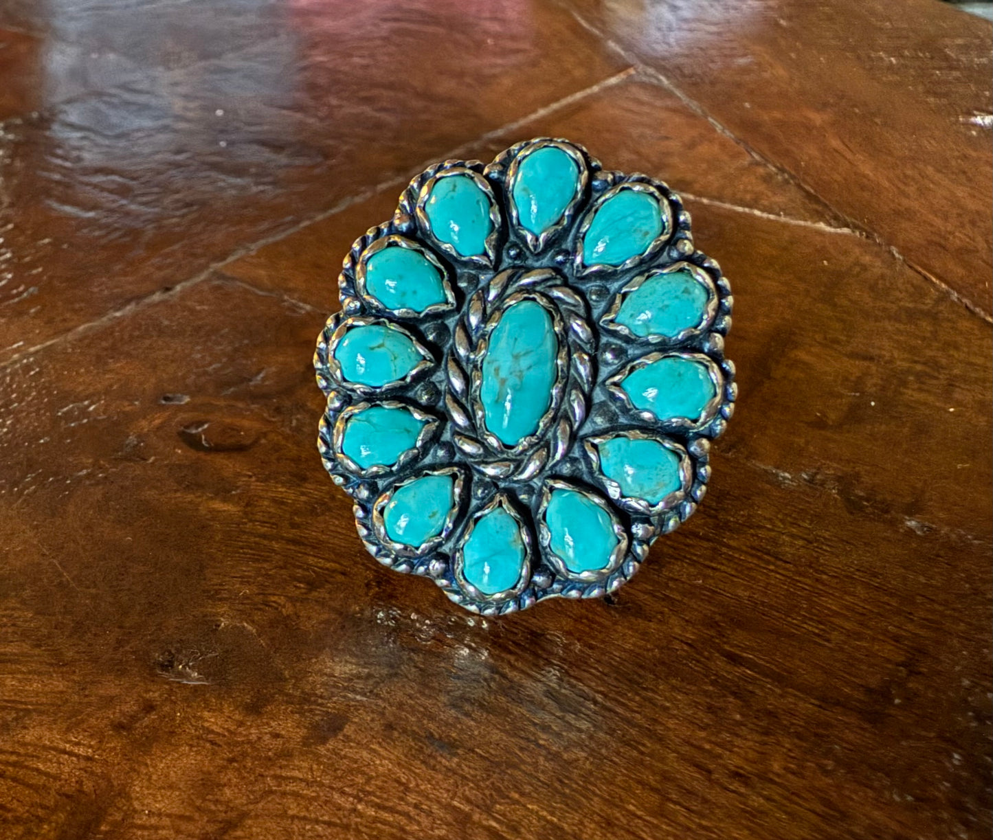 Sterling Turquoise Cluster Ring