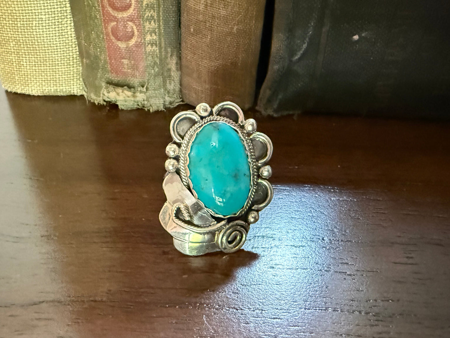 Sterling Turquoise Flower/ Leaf Ring
