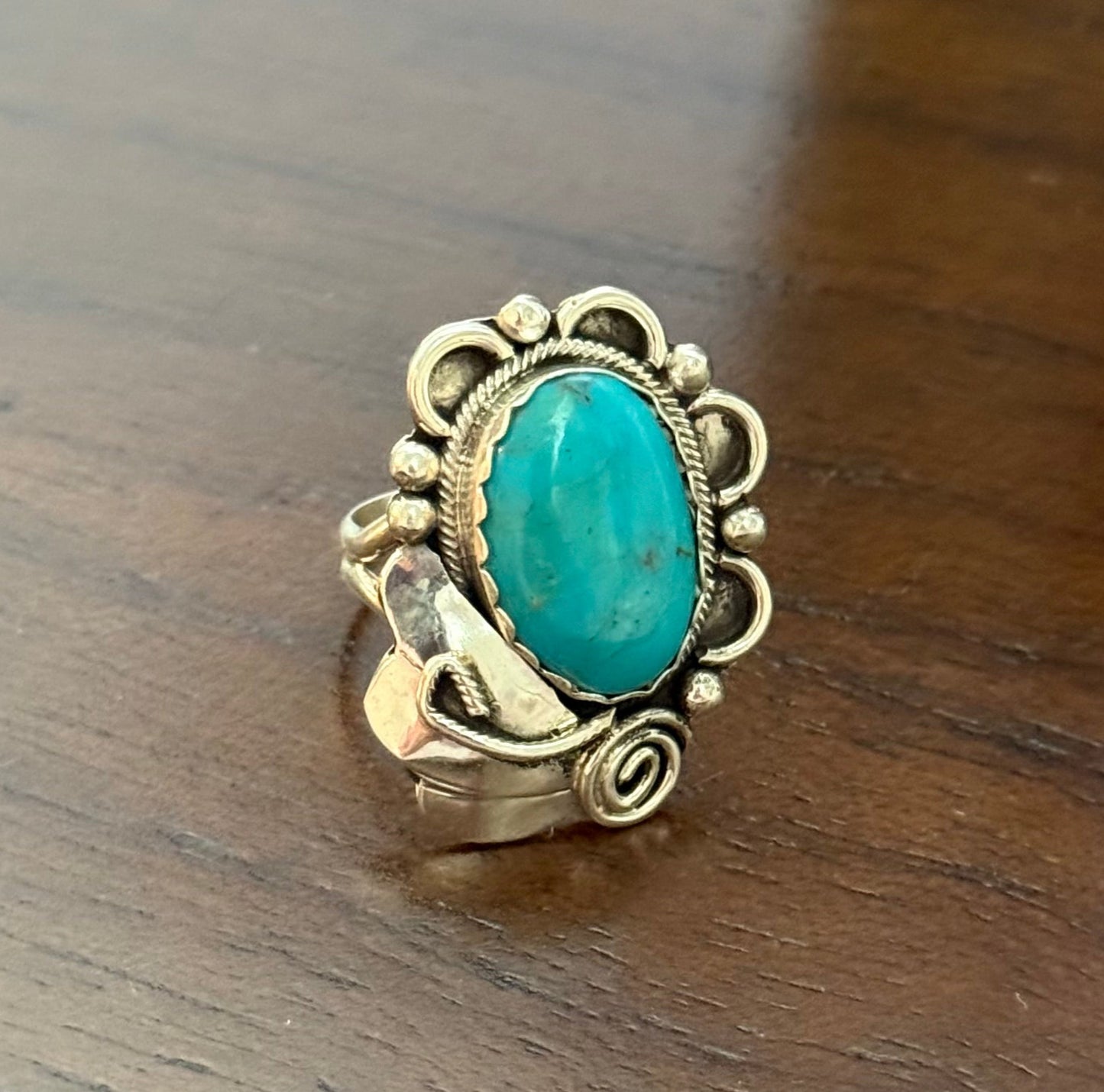 Sterling Turquoise Flower/ Leaf Ring
