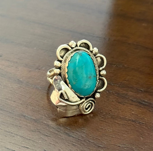 Sterling Turquoise Flower/ Leaf Ring