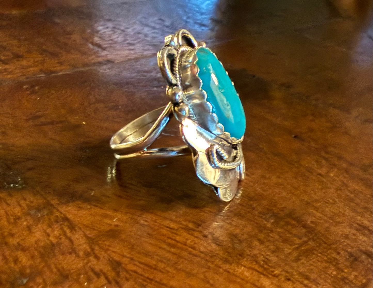 Sterling Turquoise Flower/ Leaf Ring