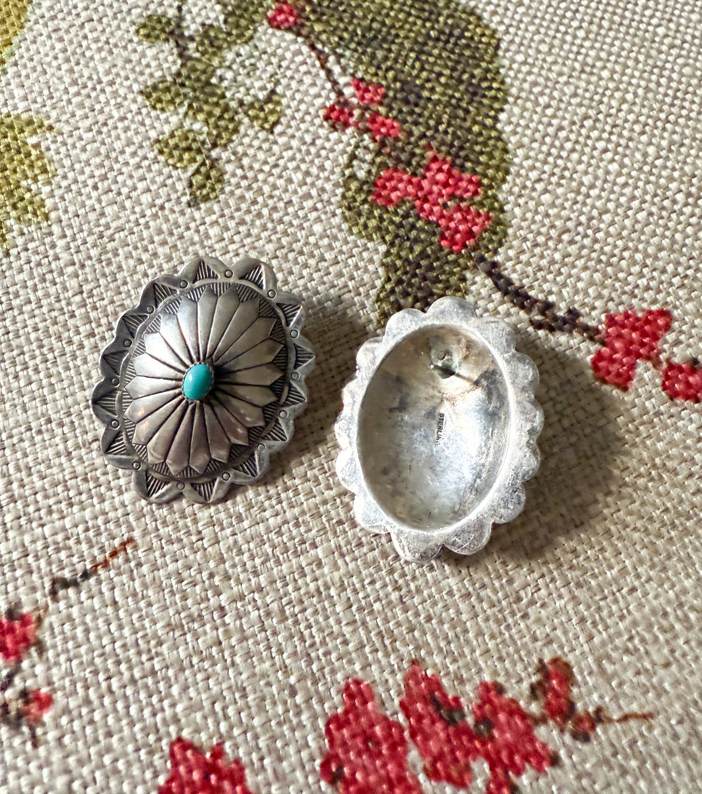 Sterling Turquoise Concho Earrings