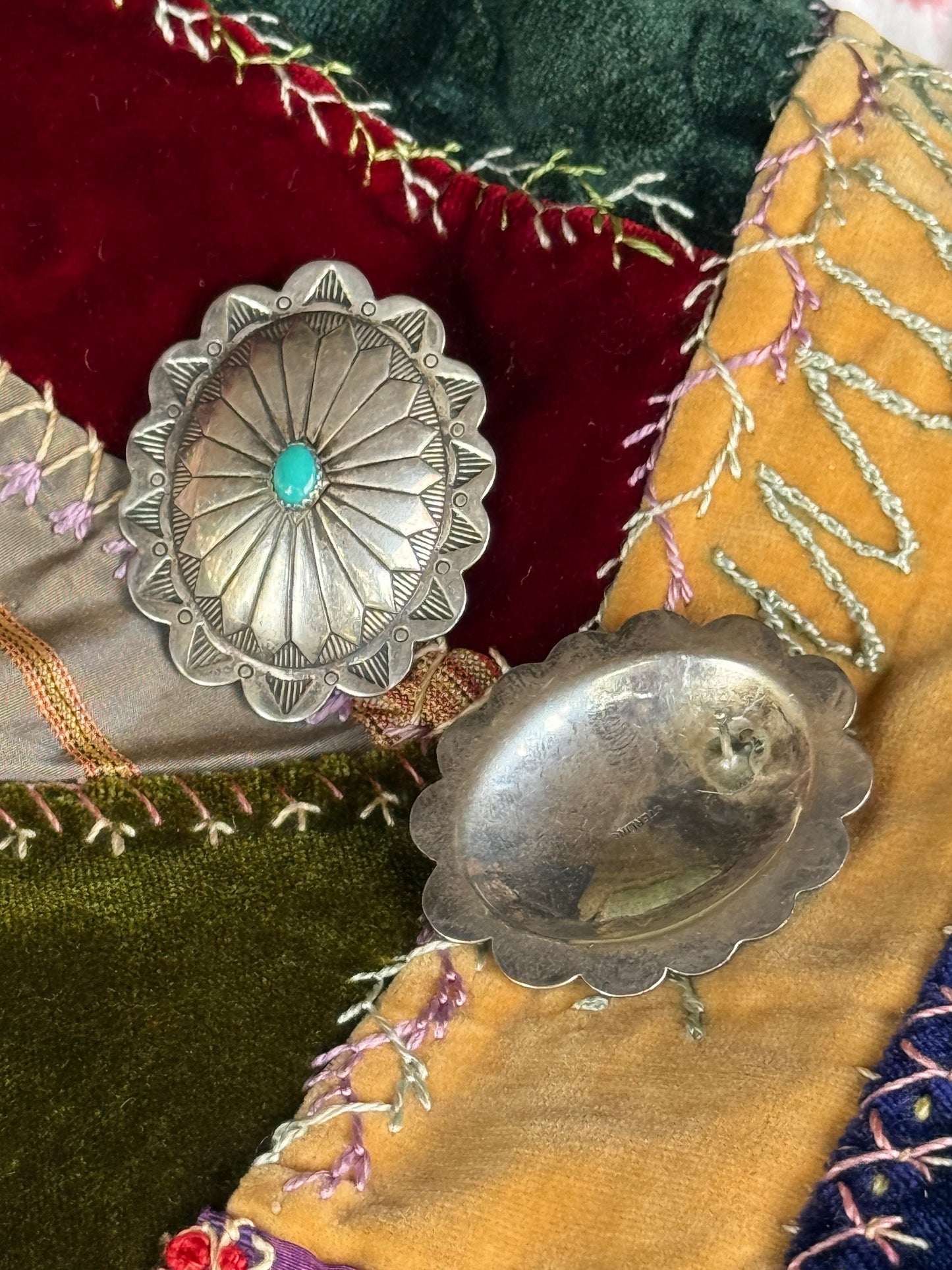 Sterling Turquoise Concho Earrings
