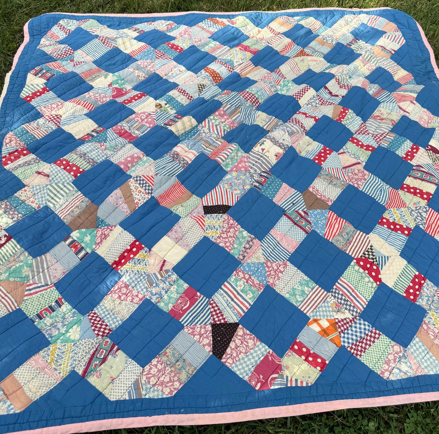 Vintage Blue Squares Cutter Quilt